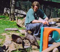 Keeper Tim with Paprika (left) and Saffron